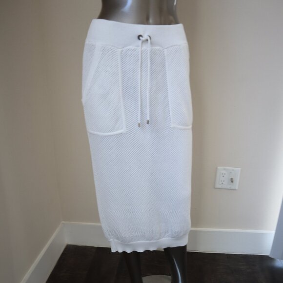 Brunello Cucinelli White Skirt Open Knit Cotton Drawstring Size Small New Tags - Picture 3 of 7